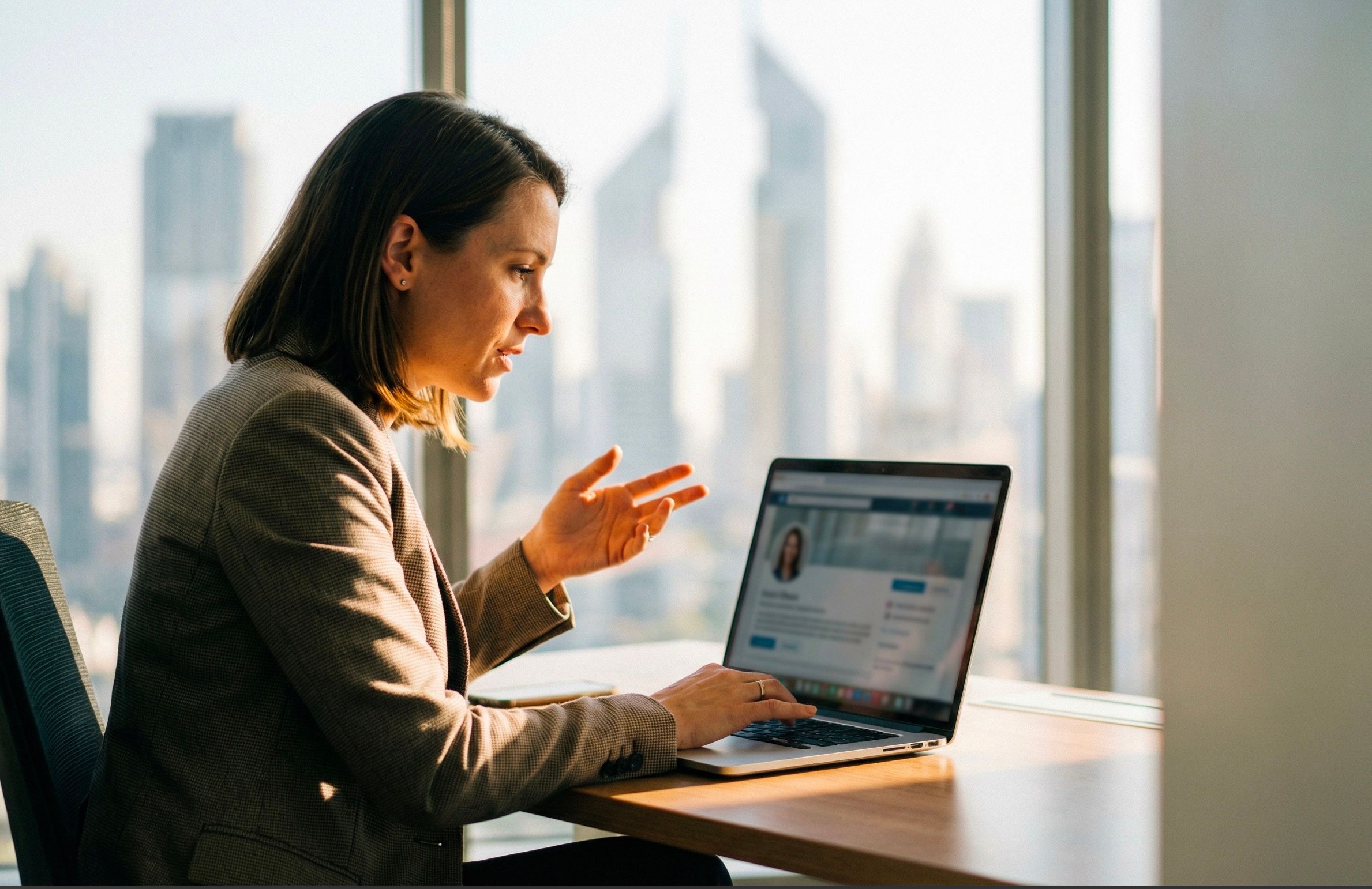 Professional using Zoom to schedule an online meeting on a laptop calendar interface